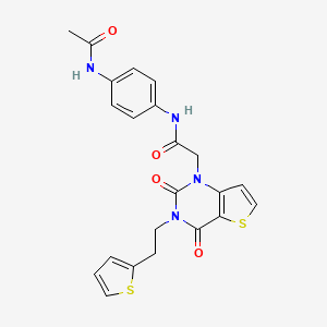 molecular formula C22H20N4O4S2 B14096945 N-[4-(acetylamino)phenyl]-2-{2,4-dioxo-3-[2-(thiophen-2-yl)ethyl]-3,4-dihydrothieno[3,2-d]pyrimidin-1(2H)-yl}acetamide 