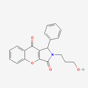 molecular formula C20H17NO4 B14096961 2-(3-Hydroxypropyl)-1-phenyl-1,2-dihydrochromeno[2,3-c]pyrrole-3,9-dione 