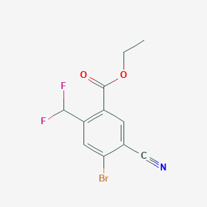 molecular formula C11H8BrF2NO2 B1409700 Ethyl 4-bromo-5-cyano-2-(difluoromethyl)benzoate CAS No. 1805592-40-8