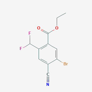 molecular formula C11H8BrF2NO2 B1409701 Ethyl 5-bromo-4-cyano-2-(difluoromethyl)benzoate CAS No. 1805581-31-0
