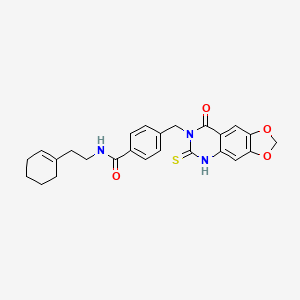 molecular formula C25H25N3O4S B14097113 N-[2-(cyclohexen-1-yl)ethyl]-4-[(8-oxo-6-sulfanylidene-5H-[1,3]dioxolo[4,5-g]quinazolin-7-yl)methyl]benzamide 