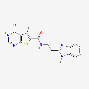 molecular formula C18H17N5O2S B14097289 4-hydroxy-5-methyl-N-[2-(1-methyl-1H-benzimidazol-2-yl)ethyl]thieno[2,3-d]pyrimidine-6-carboxamide 