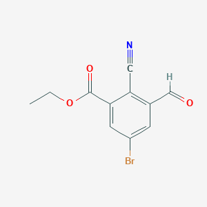 molecular formula C11H8BrNO3 B1409730 Ethyl 5-bromo-2-cyano-3-formylbenzoate CAS No. 1805247-22-6