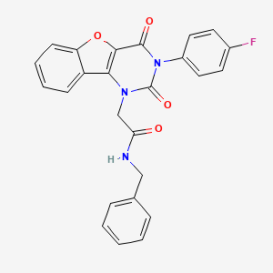 molecular formula C25H18FN3O4 B14097855 N-benzyl-2-(3-(4-fluorophenyl)-2,4-dioxo-3,4-dihydrobenzofuro[3,2-d]pyrimidin-1(2H)-yl)acetamide 