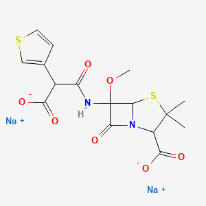 molecular formula C16H16N2Na2O7S2 B14098112 Disodium;6-[(2-carboxylato-2-thiophen-3-ylacetyl)amino]-6-methoxy-3,3-dimethyl-7-oxo-4-thia-1-azabicyclo[3.2.0]heptane-2-carboxylate 