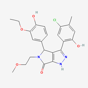 molecular formula C23H24ClN3O5 B14098118 3-(5-chloro-2-hydroxy-4-methylphenyl)-4-(3-ethoxy-4-hydroxyphenyl)-5-(2-methoxyethyl)-4,5-dihydropyrrolo[3,4-c]pyrazol-6(2H)-one 