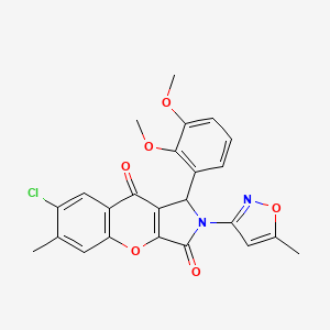 molecular formula C24H19ClN2O6 B14098125 7-Chloro-1-(2,3-dimethoxyphenyl)-6-methyl-2-(5-methyl-1,2-oxazol-3-yl)-1,2-dihydrochromeno[2,3-c]pyrrole-3,9-dione 