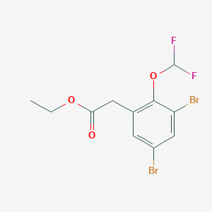 molecular formula C11H10Br2F2O3 B1409814 Ethyl 3,5-dibromo-2-(difluoromethoxy)phenylacetate CAS No. 1805120-89-1