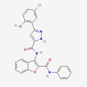 molecular formula C25H17ClN4O4 B14098270 5-(5-chloro-2-hydroxyphenyl)-N-[2-(phenylcarbamoyl)-1-benzofuran-3-yl]-1H-pyrazole-3-carboxamide 
