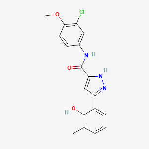 molecular formula C18H16ClN3O3 B14098284 N-(3-chloro-4-methoxyphenyl)-5-(2-hydroxy-3-methylphenyl)-1H-pyrazole-3-carboxamide 
