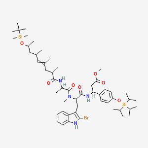 molecular formula C52H83BrN4O7Si2 B14098422 methyl 3-[[3-(2-bromo-1H-indol-3-yl)-2-[2-[[8-[tert-butyl(dimethyl)silyl]oxy-2,4,6-trimethylnon-4-enoyl]amino]propanoyl-methylamino]propanoyl]amino]-3-[4-tri(propan-2-yl)silyloxyphenyl]propanoate 