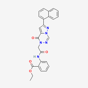 molecular formula C26H21N5O4 B14098492 ethyl 2-({[2-(naphthalen-1-yl)-4-oxopyrazolo[1,5-d][1,2,4]triazin-5(4H)-yl]acetyl}amino)benzoate 