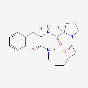 molecular formula C20H27N3O3 B14098522 Cyclo(prolylphenylalanyl-epsilon-aminocaproyl) CAS No. 91870-41-6