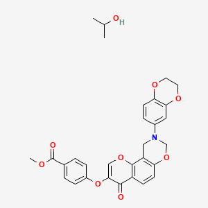 molecular formula C30H29NO9 B14098572 Methyl 4-[[9-(2,3-dihydro-1,4-benzodioxin-6-yl)-4-oxo-8,10-dihydropyrano[2,3-f][1,3]benzoxazin-3-yl]oxy]benzoate;propan-2-ol 
