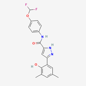 molecular formula C19H17F2N3O3 B14098596 N-[4-(difluoromethoxy)phenyl]-3-(2-hydroxy-3,5-dimethylphenyl)-1H-pyrazole-5-carboxamide 