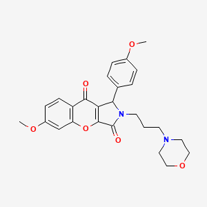 molecular formula C26H28N2O6 B14098627 6-Methoxy-1-(4-methoxyphenyl)-2-[3-(morpholin-4-yl)propyl]-1,2-dihydrochromeno[2,3-c]pyrrole-3,9-dione 