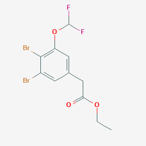 molecular formula C11H10Br2F2O3 B1409863 Ethyl 3,4-dibromo-5-(difluoromethoxy)phenylacetate CAS No. 1804936-37-5