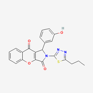 molecular formula C22H17N3O4S B14098667 1-(3-Hydroxyphenyl)-2-(5-propyl-1,3,4-thiadiazol-2-yl)-1,2-dihydrochromeno[2,3-c]pyrrole-3,9-dione 