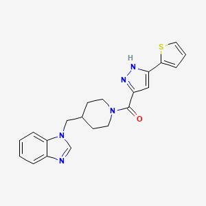 molecular formula C21H21N5OS B14098698 (4-((1H-benzo[d]imidazol-1-yl)methyl)piperidin-1-yl)(3-(thiophen-2-yl)-1H-pyrazol-5-yl)methanone 