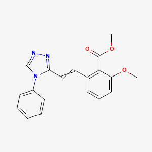 molecular formula C19H17N3O3 B14098758 Methyl 2-methoxy-6-[(E)-2-(4-phenyl-1,2,4-triazol-3-yl)vinyl]benzoate 