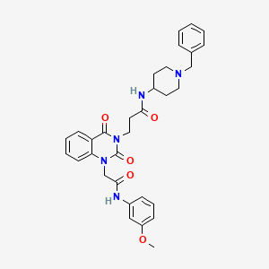 molecular formula C32H35N5O5 B14098867 N-(1-benzylpiperidin-4-yl)-3-[1-{2-[(3-methoxyphenyl)amino]-2-oxoethyl}-2,4-dioxo-1,4-dihydroquinazolin-3(2H)-yl]propanamide 