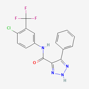 molecular formula C16H10ClF3N4O B14098868 N-(4-chloro-3-(trifluoromethyl)phenyl)-4-phenyl-1H-1,2,3-triazole-5-carboxamide 