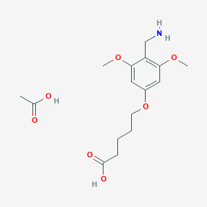 molecular formula C16H25NO7 B140989 5-[4-(Aminomethyl)-3,5-dimethoxyphenoxy]pentanoic Acid Acetate CAS No. 125666-67-3