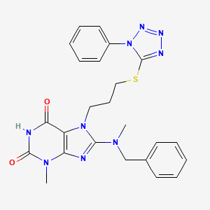 molecular formula C24H25N9O2S B14099043 8-[Benzyl(methyl)amino]-3-methyl-7-[3-(1-phenyltetrazol-5-yl)sulfanylpropyl]purine-2,6-dione 
