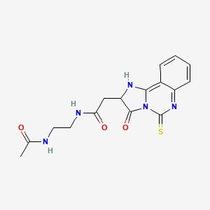 molecular formula C16H17N5O3S B14099645 N-(2-acetamidoethyl)-2-{3-oxo-5-sulfanylidene-2H,3H,5H,6H-imidazo[1,2-c]quinazolin-2-yl}acetamide 