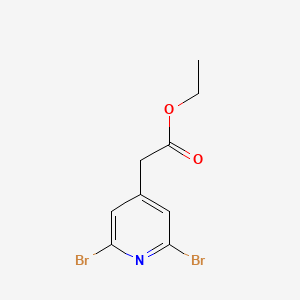 molecular formula C9H9Br2NO2 B1410001 Ethyl 2,6-dibromopyridine-4-acetate CAS No. 1804420-01-6