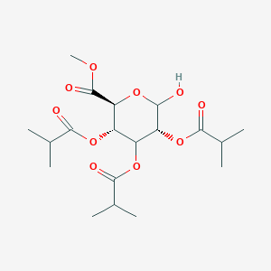 molecular formula C19H30O10 B14100157 methyl (2S,3S,5R)-6-hydroxy-3,4,5-tris(2-methylpropanoyloxy)oxane-2-carboxylate 