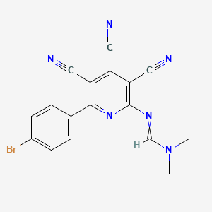 molecular formula C17H11BrN6 B14100322 N'-[6-(4-bromophenyl)-3,4,5-tricyanopyridin-2-yl]-N,N-dimethylmethanimidamide 