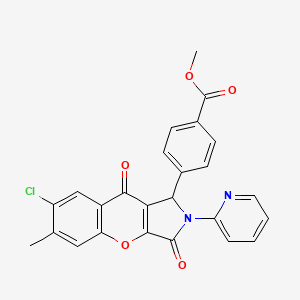 molecular formula C25H17ClN2O5 B14100865 Methyl 4-[7-chloro-6-methyl-3,9-dioxo-2-(pyridin-2-yl)-1,2,3,9-tetrahydrochromeno[2,3-c]pyrrol-1-yl]benzoate 