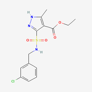 molecular formula C14H16ClN3O4S B14100905 ethyl 5-(N-(3-chlorobenzyl)sulfamoyl)-3-methyl-1H-pyrazole-4-carboxylate 