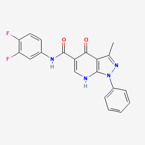 molecular formula C20H14F2N4O2 B14100952 N-(3,4-difluorophenyl)-3-methyl-4-oxo-1-phenyl-4,7-dihydro-1H-pyrazolo[3,4-b]pyridine-5-carboxamide 
