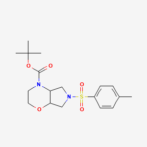 molecular formula C18H26N2O5S B14101202 Tert-butyl 6-(4-methylphenyl)sulfonyl-2,3,4a,5,7,7a-hexahydropyrrolo[3,4-b][1,4]oxazine-4-carboxylate 
