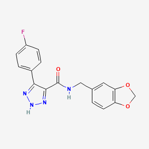 molecular formula C17H13FN4O3 B14101289 N-(1,3-benzodioxol-5-ylmethyl)-4-(4-fluorophenyl)-1H-1,2,3-triazole-5-carboxamide 