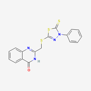 molecular formula C17H12N4OS3 B14101376 5-{[(4-hydroxyquinazolin-2-yl)methyl]sulfanyl}-3-phenyl-1,3,4-thiadiazole-2(3H)-thione 