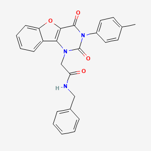molecular formula C26H21N3O4 B14101379 N-benzyl-2-(2,4-dioxo-3-(p-tolyl)-3,4-dihydrobenzofuro[3,2-d]pyrimidin-1(2H)-yl)acetamide 