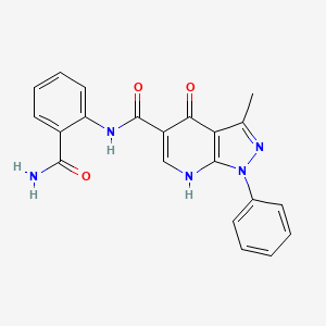 molecular formula C21H17N5O3 B14101469 N-(2-carbamoylphenyl)-3-methyl-4-oxo-1-phenyl-4,7-dihydro-1H-pyrazolo[3,4-b]pyridine-5-carboxamide 