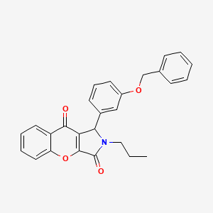 molecular formula C27H23NO4 B14101481 1-[3-(Benzyloxy)phenyl]-2-propyl-1,2-dihydrochromeno[2,3-c]pyrrole-3,9-dione 
