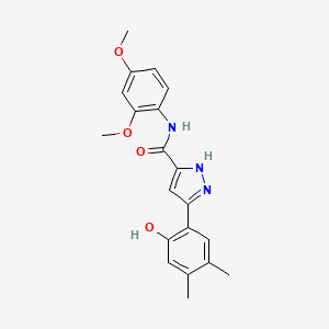 molecular formula C20H21N3O4 B14101597 N-(2,4-dimethoxyphenyl)-3-(2-hydroxy-4,5-dimethylphenyl)-1H-pyrazole-5-carboxamide 