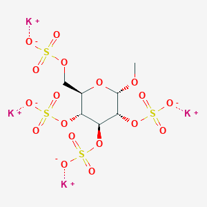 molecular formula C7H10K4O18S4 B14101645 tetrapotassium;[(2S,3R,4S,5R,6R)-2-methoxy-3,5-disulfonatooxy-6-(sulfonatooxymethyl)oxan-4-yl] sulfate 