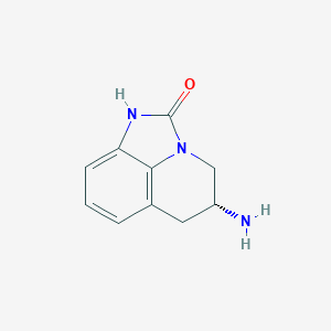 molecular formula C10H11N3O B141020 (10R)-10-Amino-1,3-diazatricyclo[6.3.1.04,12]dodeca-4,6,8(12)-trien-2-one CAS No. 132875-37-7
