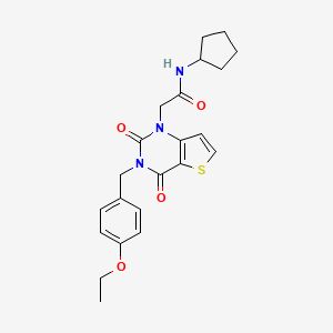 molecular formula C22H25N3O4S B14102007 N-cyclopentyl-2-(3-(4-ethoxybenzyl)-2,4-dioxo-3,4-dihydrothieno[3,2-d]pyrimidin-1(2H)-yl)acetamide 