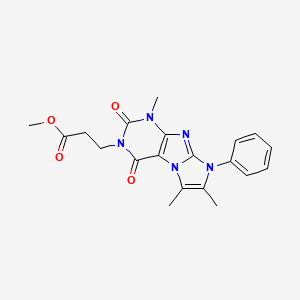molecular formula C20H21N5O4 B14102053 methyl 3-(1,6,7-trimethyl-2,4-dioxo-8-phenyl-1,2,4,8-tetrahydro-3H-imidazo[2,1-f]purin-3-yl)propanoate 
