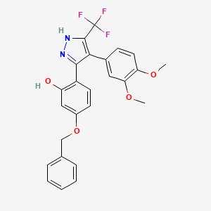 molecular formula C25H21F3N2O4 B14102223 5-(benzyloxy)-2-[4-(3,4-dimethoxyphenyl)-3-(trifluoromethyl)-1H-pyrazol-5-yl]phenol 