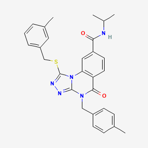 molecular formula C29H29N5O2S B14102487 N-isopropyl-4-(4-methylbenzyl)-1-((3-methylbenzyl)thio)-5-oxo-4,5-dihydro-[1,2,4]triazolo[4,3-a]quinazoline-8-carboxamide 