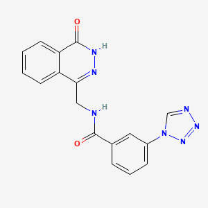 molecular formula C17H13N7O2 B14102525 N-((4-oxo-3,4-dihydrophthalazin-1-yl)methyl)-3-(1H-tetrazol-1-yl)benzamide 