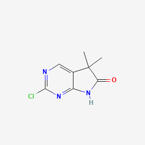 molecular formula C8H8ClN3O B1410273 2-chloro-5,5-dimethyl-5H,6H,7H-pyrrolo[2,3-d]pyrimidin-6-one CAS No. 1638772-11-8
